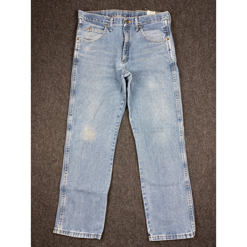 Wrangler Rugged Wear Light Wash Straight Leg Jeans Mens 34x32 Fits 32x30
